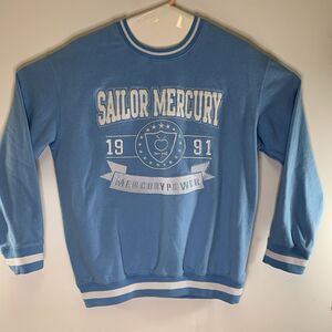 Sailor Moon Sailor Mercury 1991 Sweater BoxLunch, size M Shirt Top blue/white